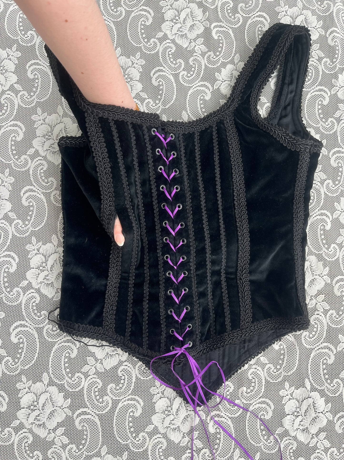 handmade velvet boned corset top