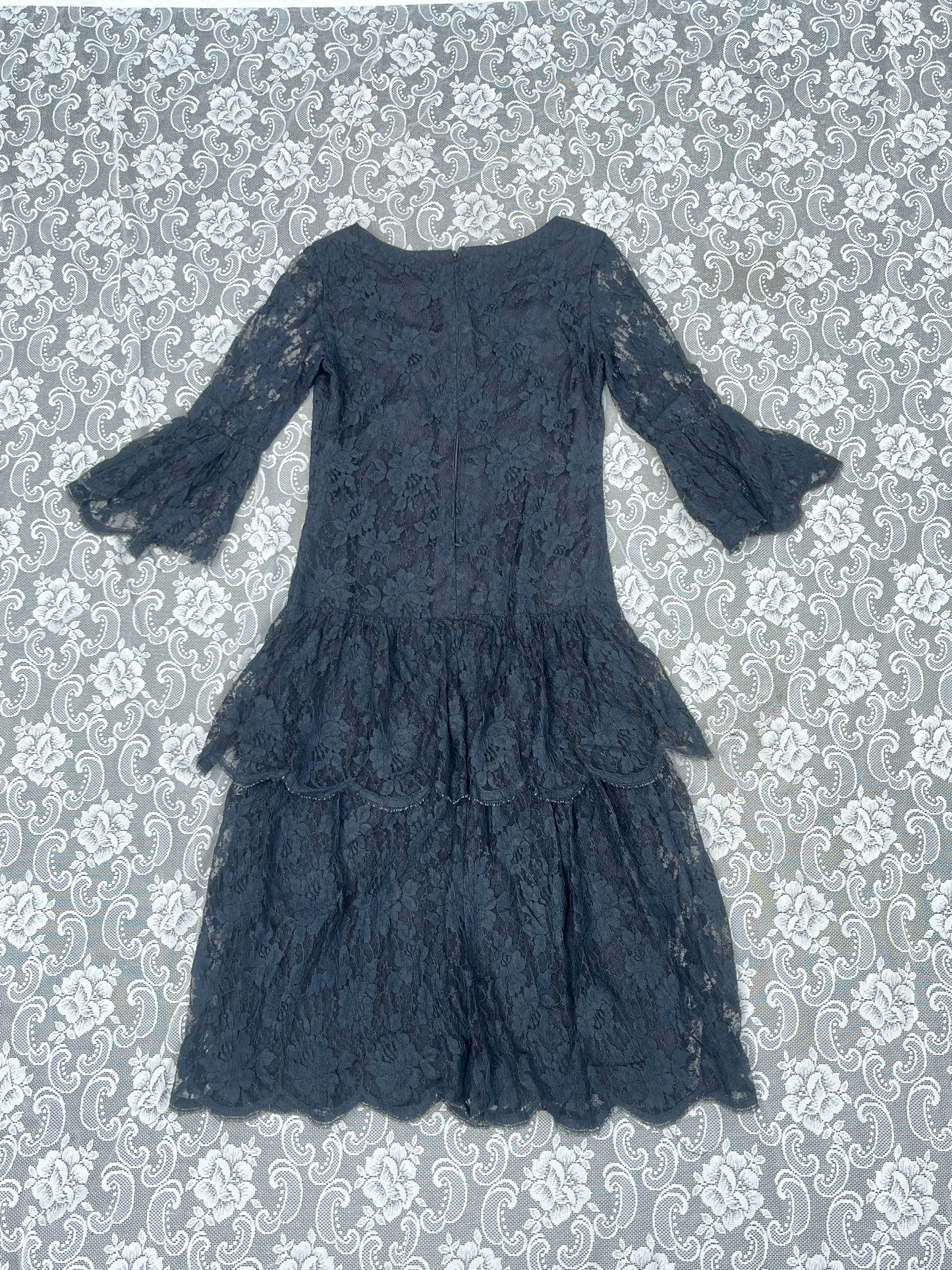 handmade antique black lace mourning dress