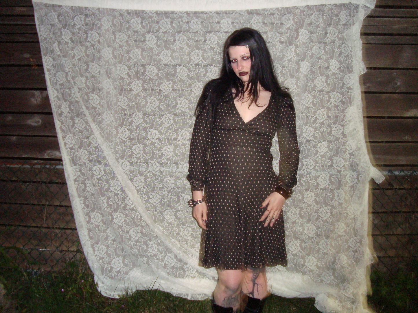 vintage distressed polka dot betsey johnson dress