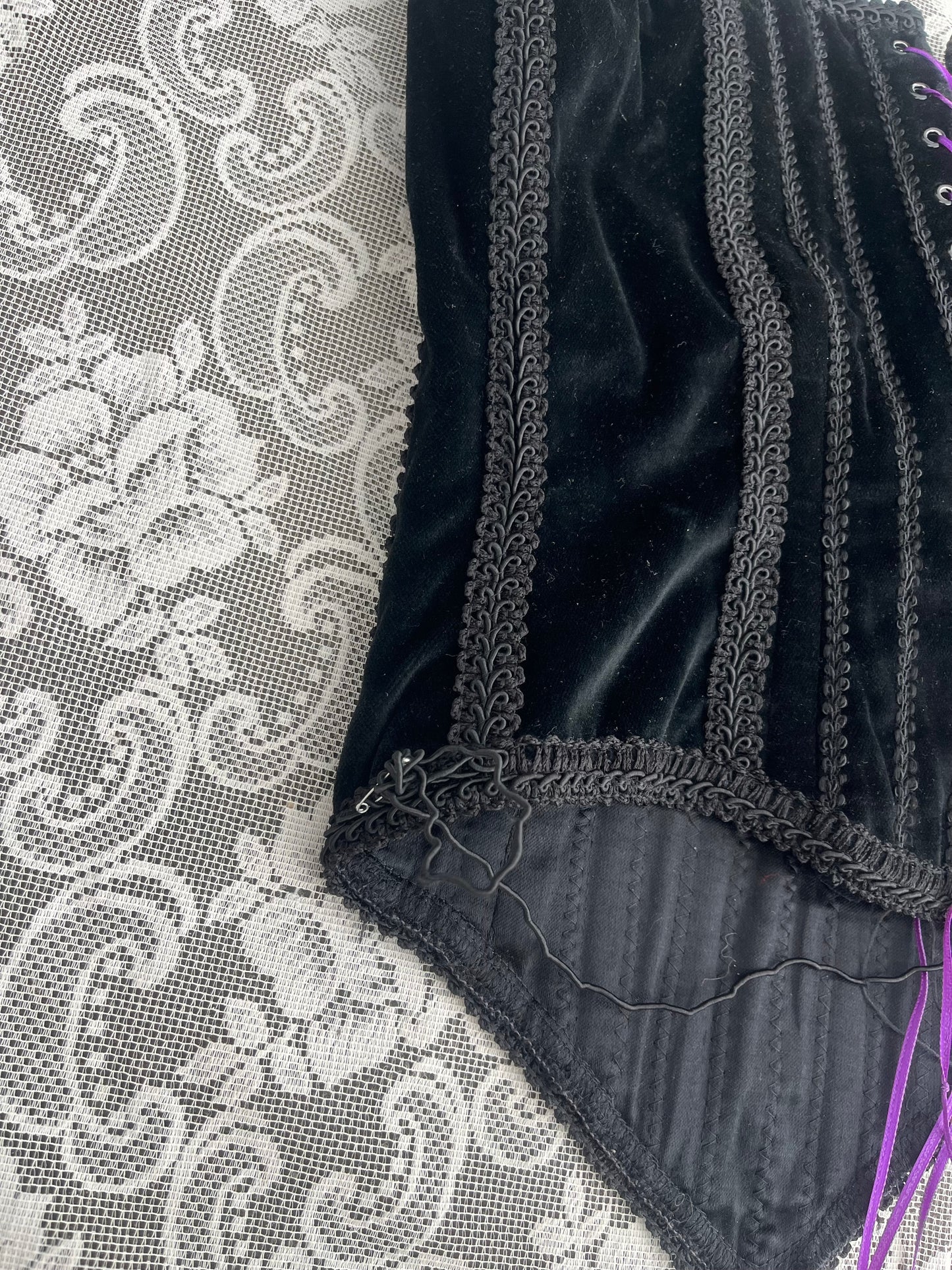 handmade velvet boned corset top