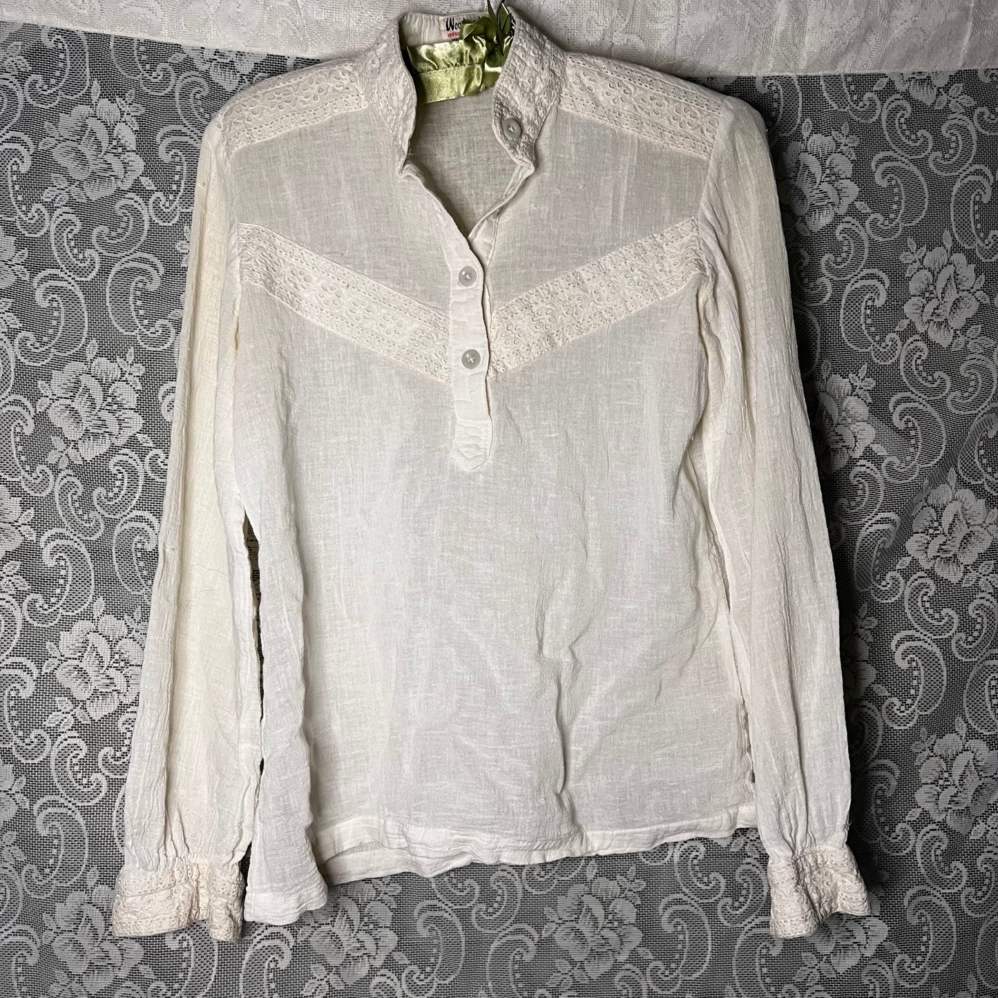 white cotton half button up