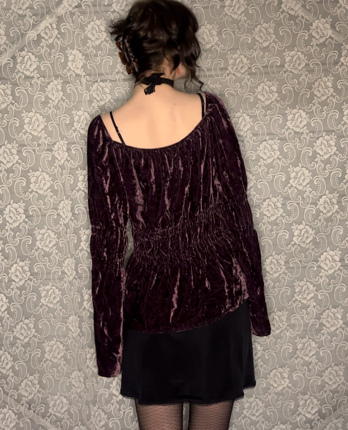 plum velvet blouse