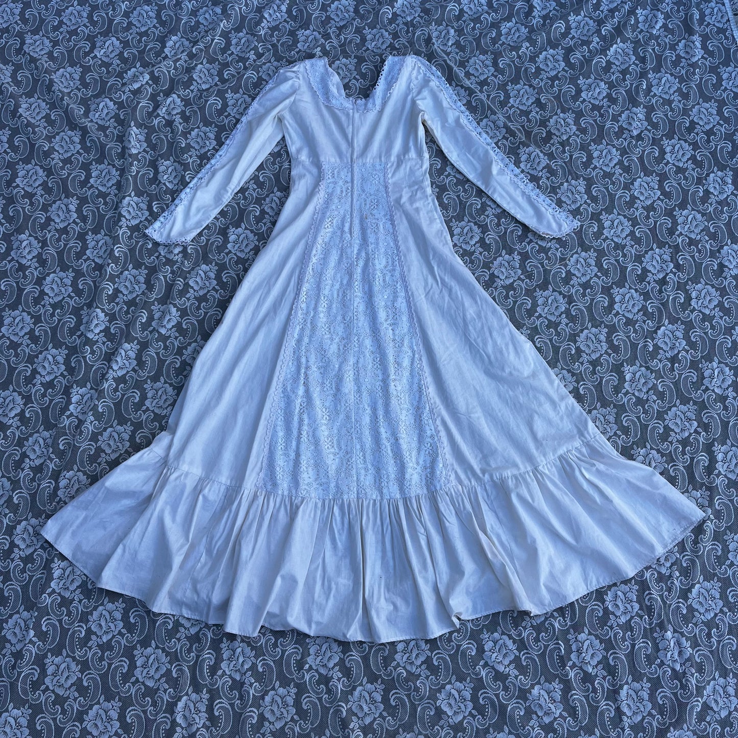 handmade white lace detail prairie dress