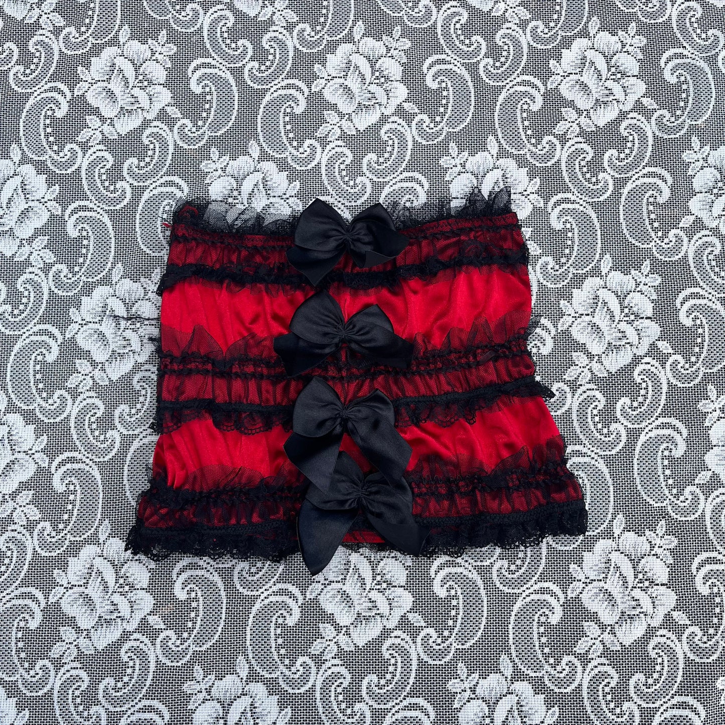 black n red ruffle tube top