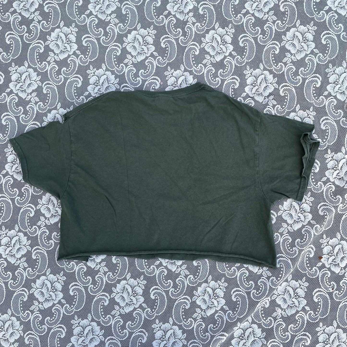 army green DIY thrashed dystopia bootleg tee