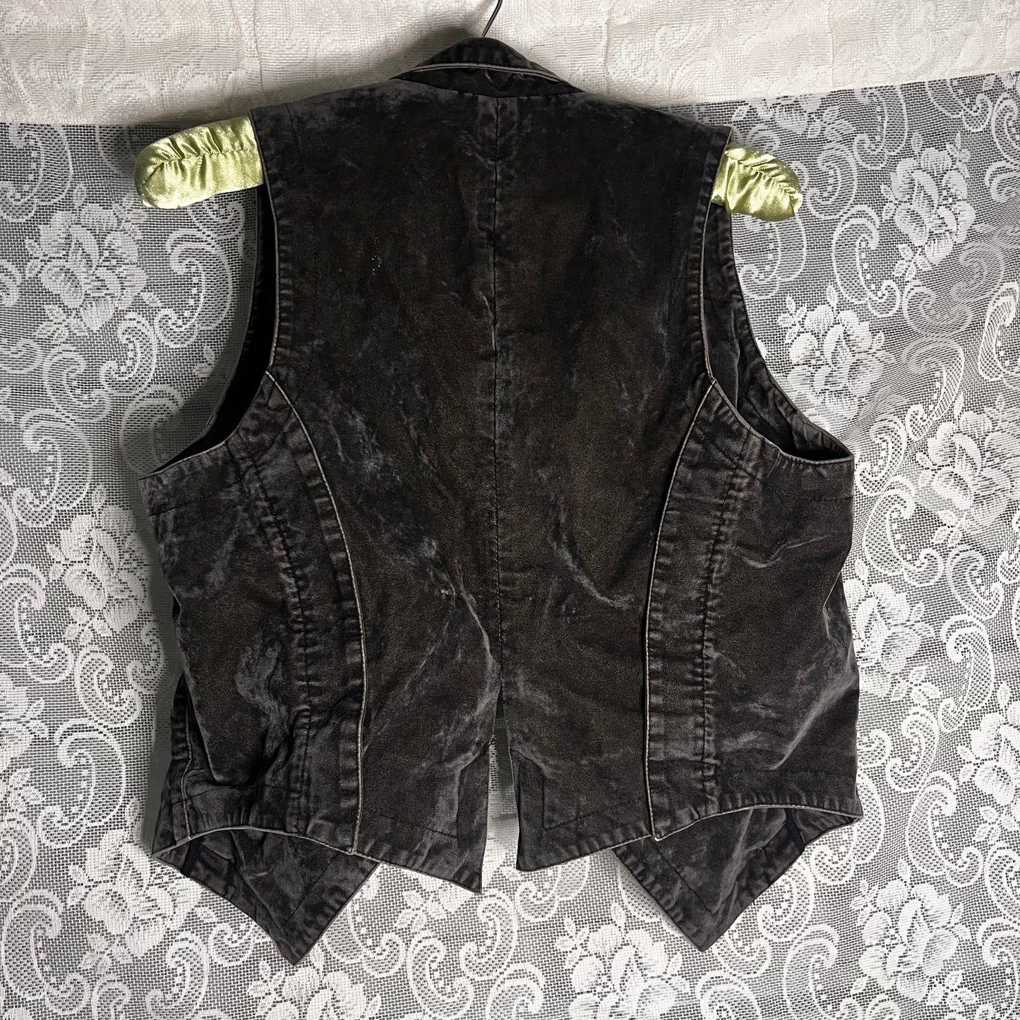 grey velvet collared vest