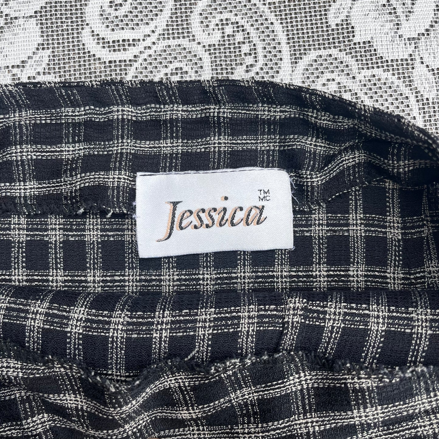 90s jessica black n white plaid wrap skirt