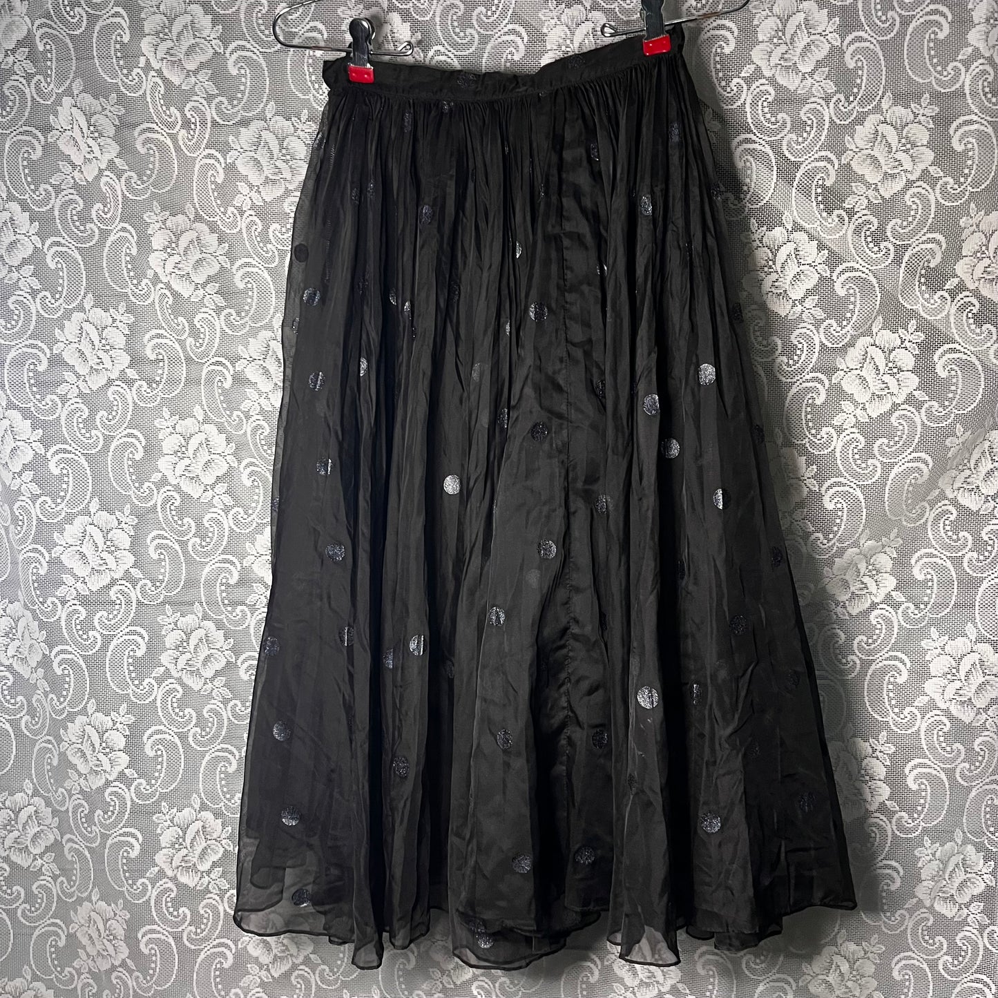 50s tulle holographic polka dot skirt