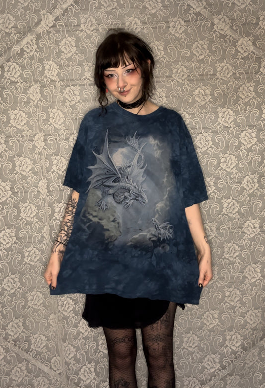 blue tie dye dragon tee