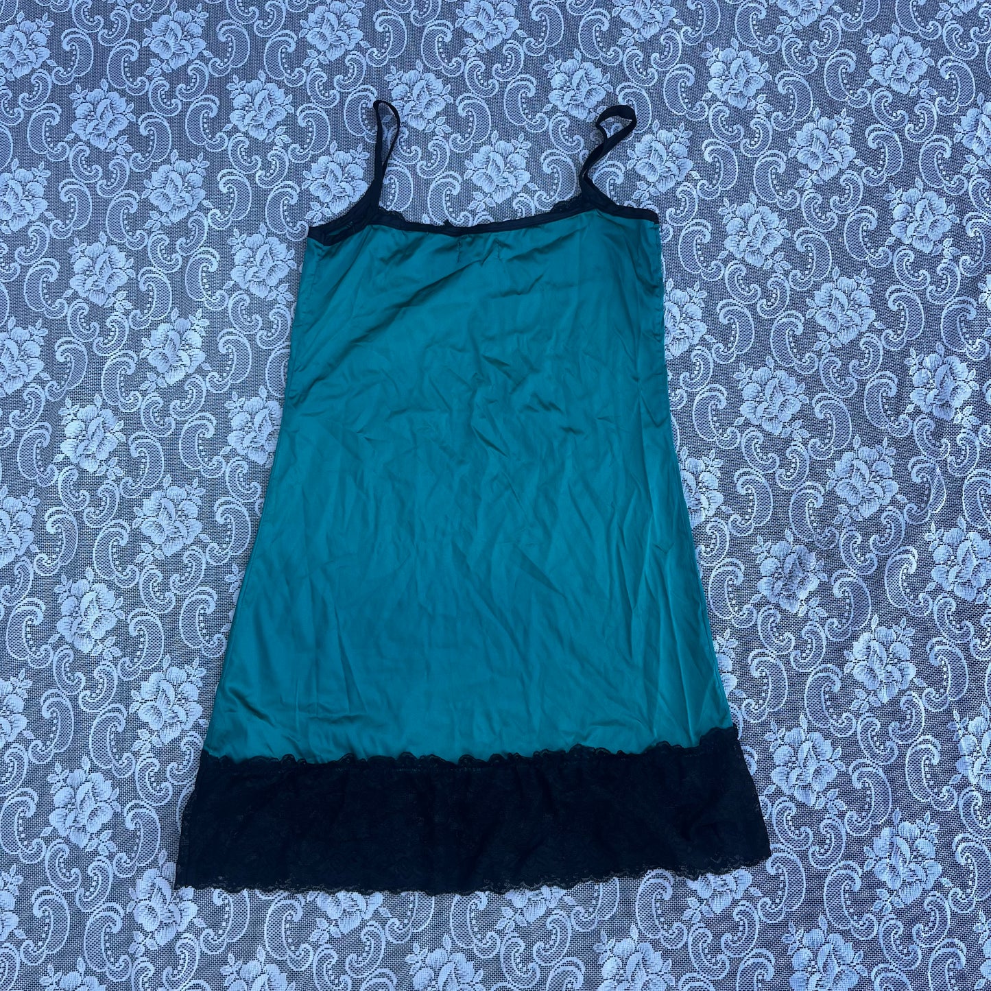 teal n black slip dress