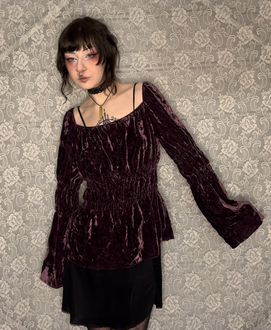 plum velvet blouse