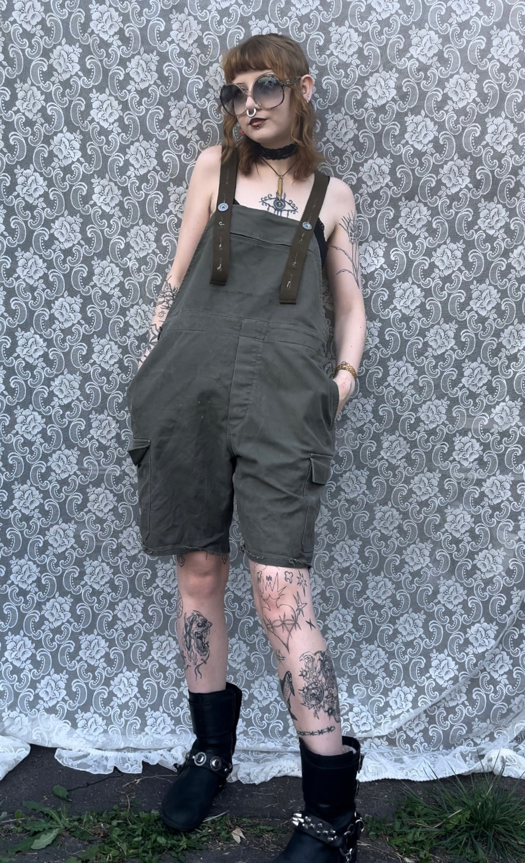 1999 german cotton canvas cutoff fishing overalls