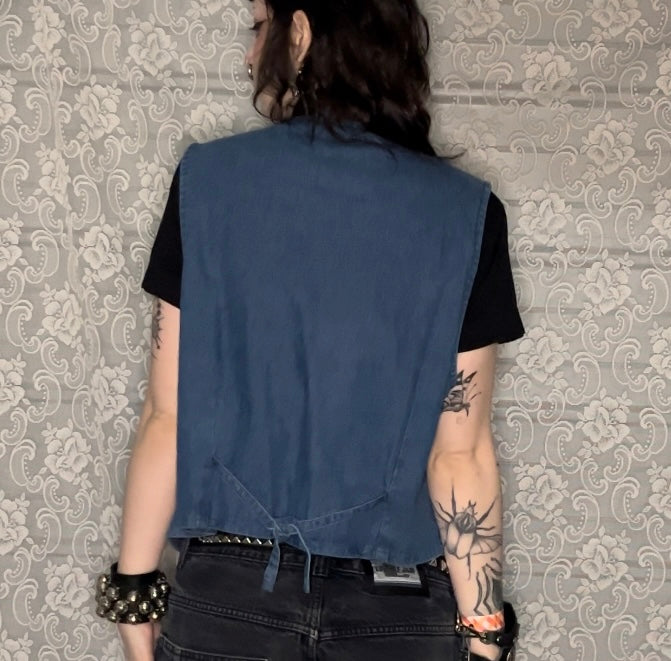 vintage 90s embroidered denim vest