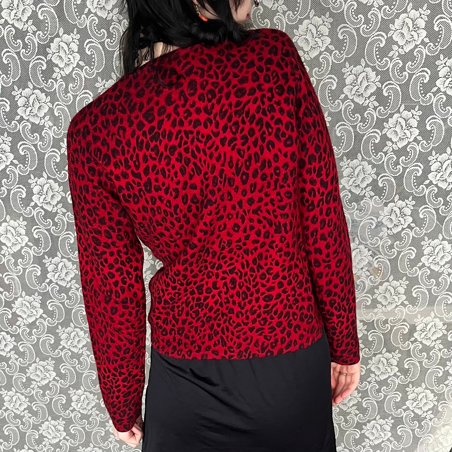 wool leopard print cardigan