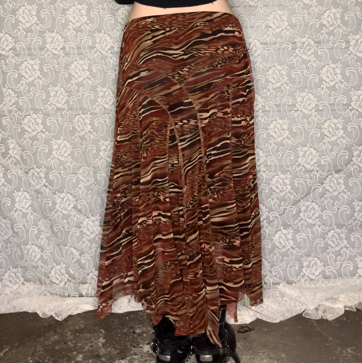 90s swirly mesh skirt