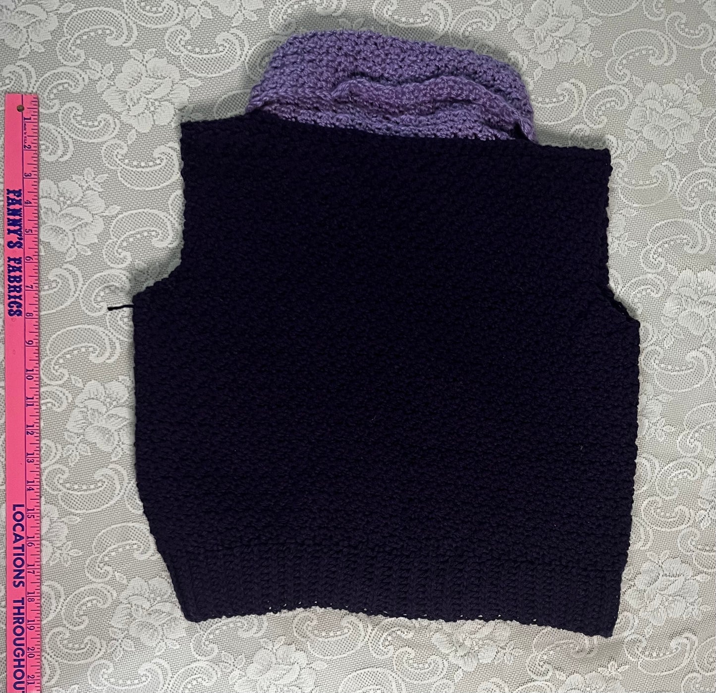 handmade fake scarf purple knit vest