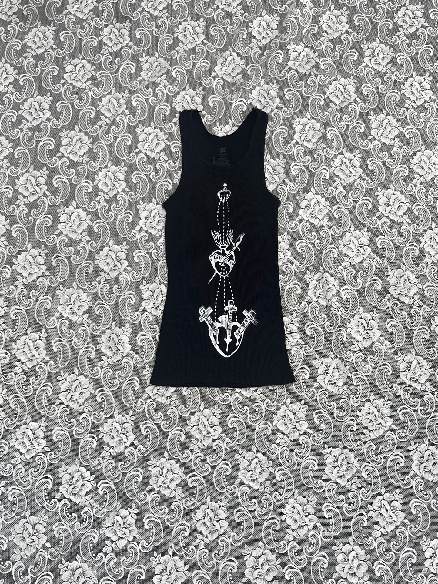 black screenprinted sacred heart wife lover