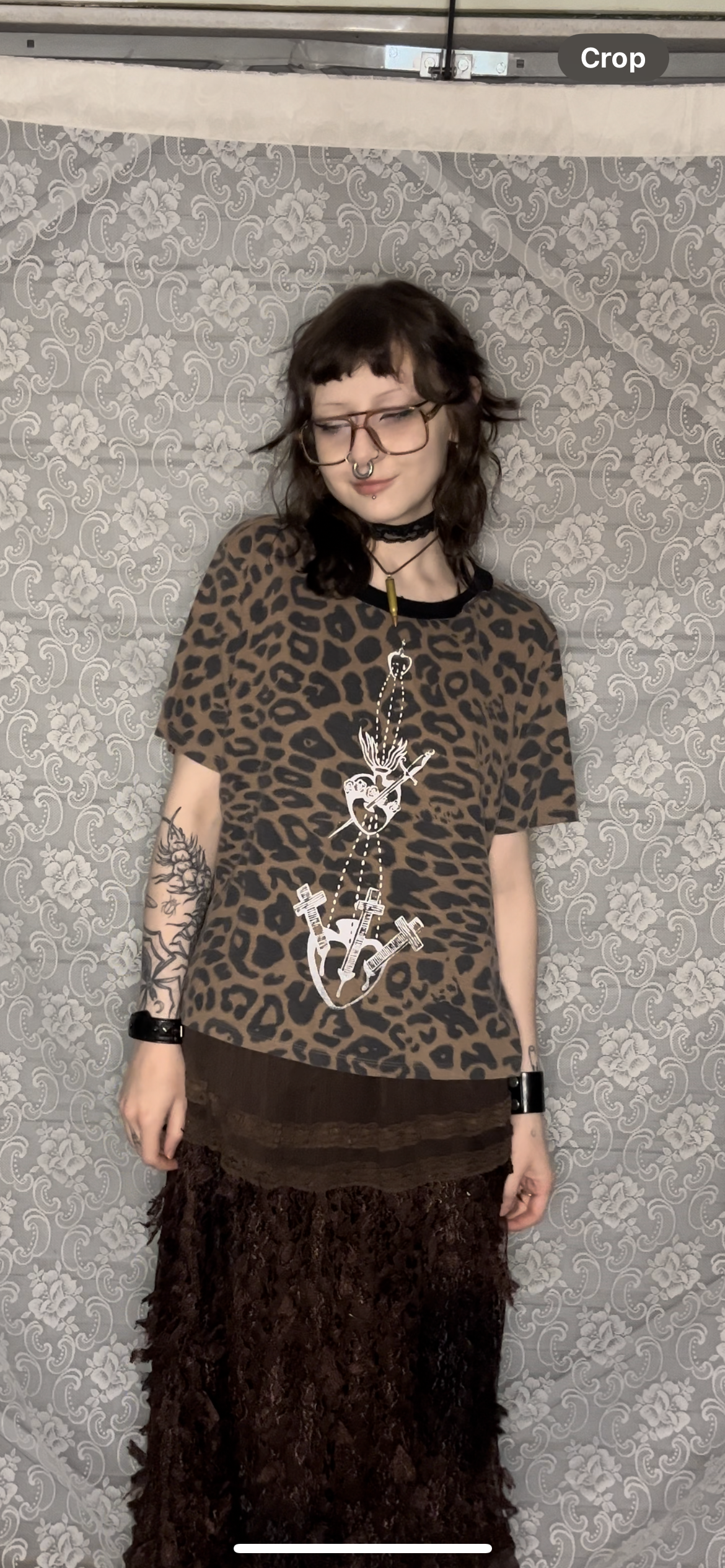 leopard print screenprinted tshirt