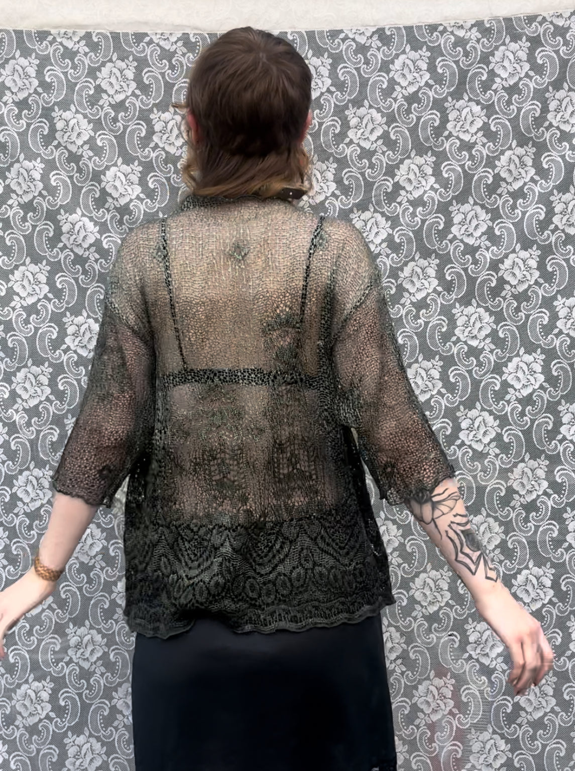 green gradient lace sheer top