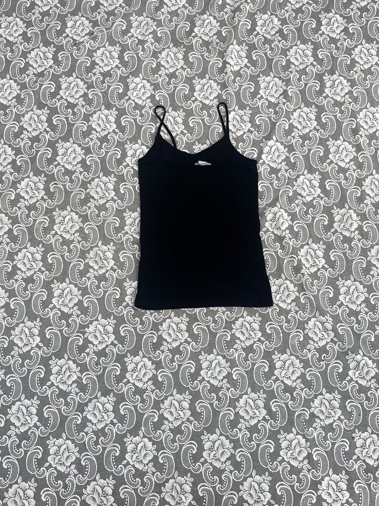 black sweetheart spaghetti strap screenprinted sacred heart tank top