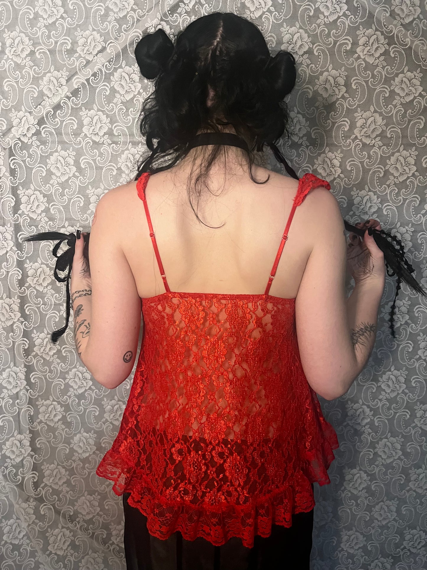 red lace lingerie top