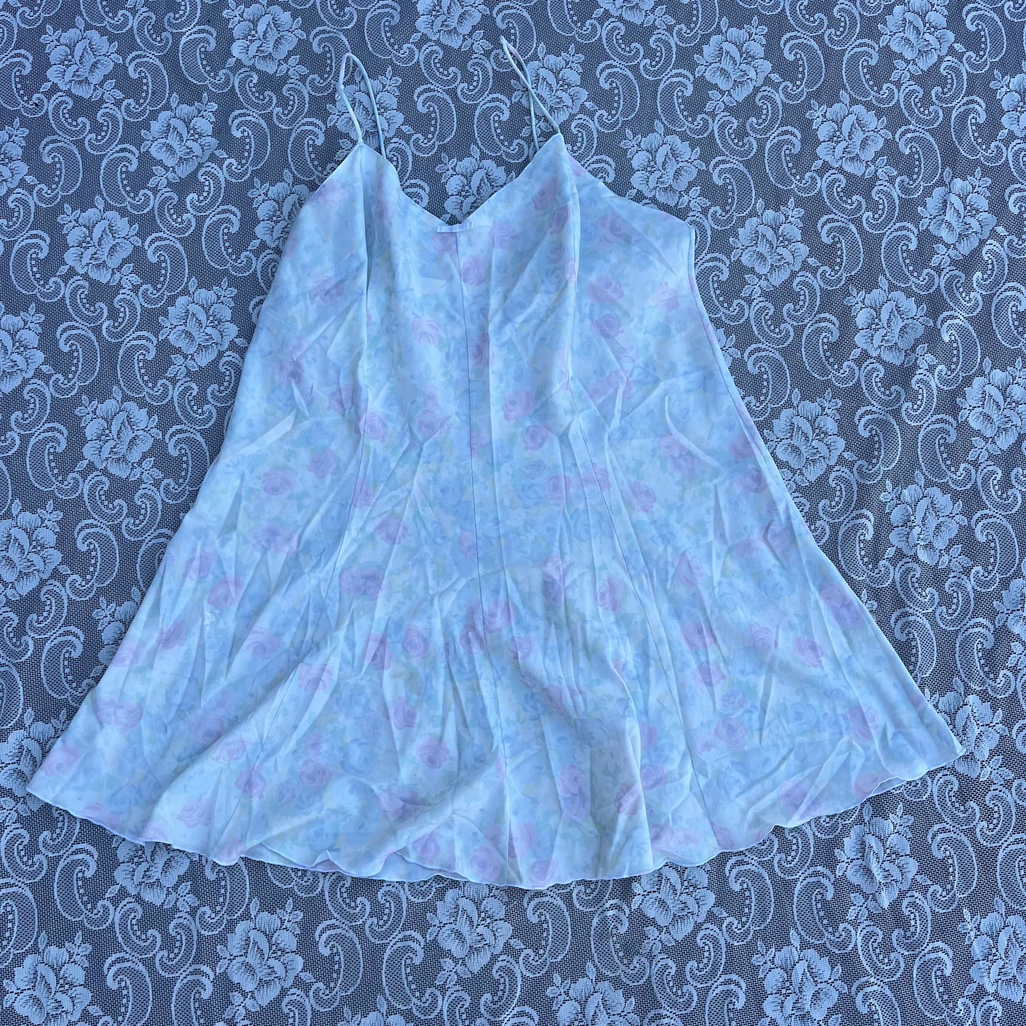 80s pastel floral slip dress