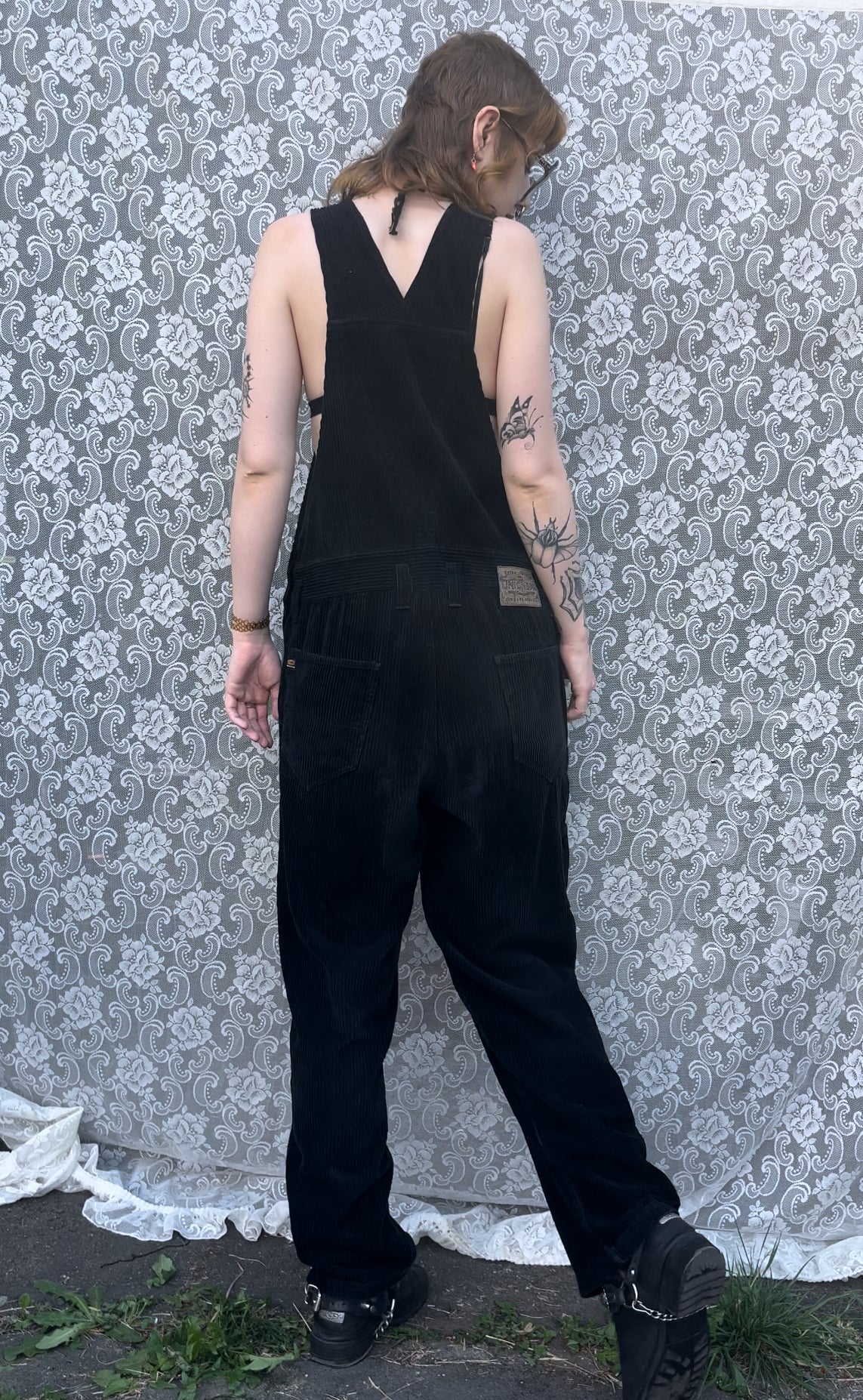 90s UNIONBAY black corduroy overalls