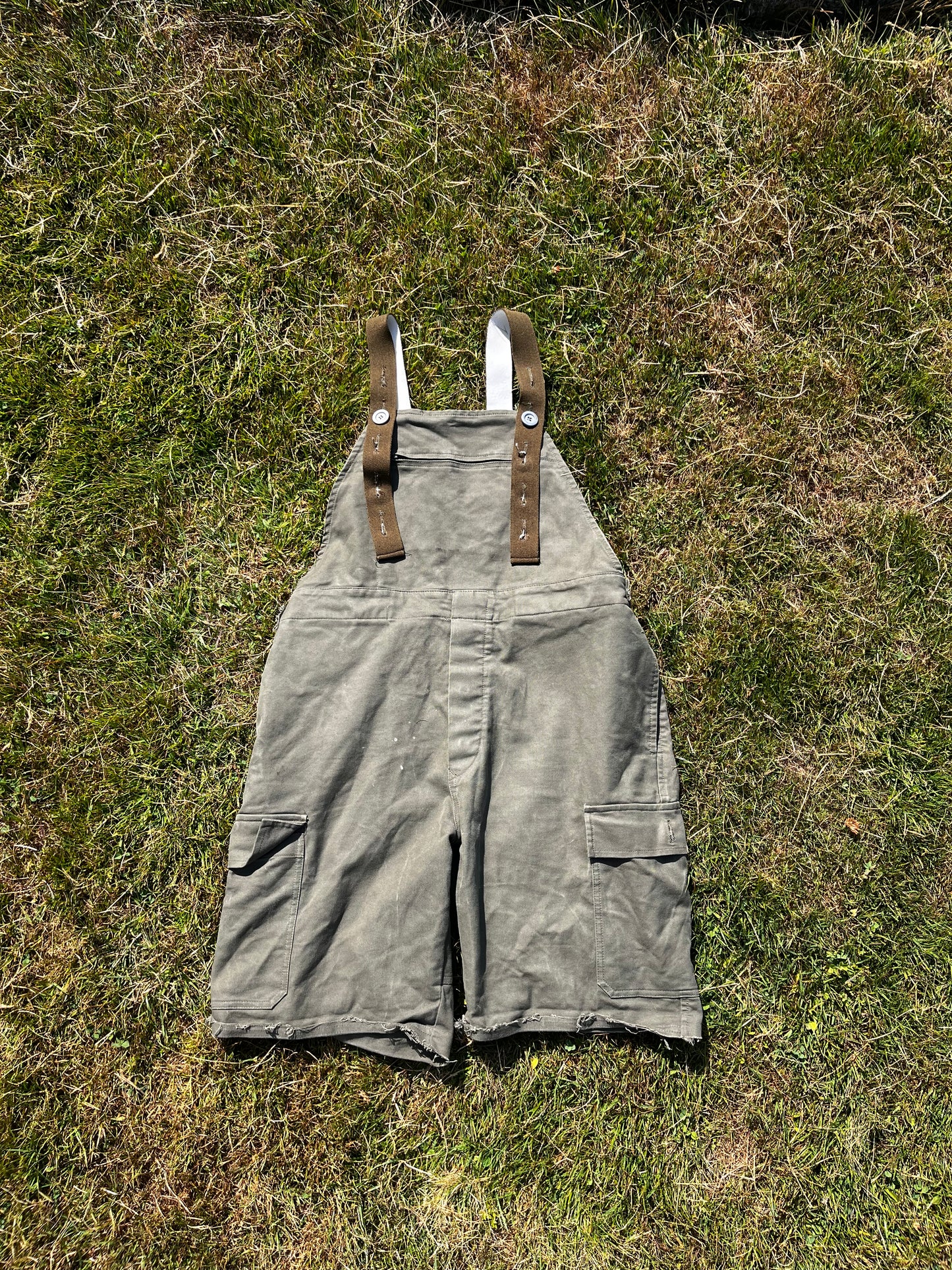 1999 german cotton canvas cutoff fishing overalls