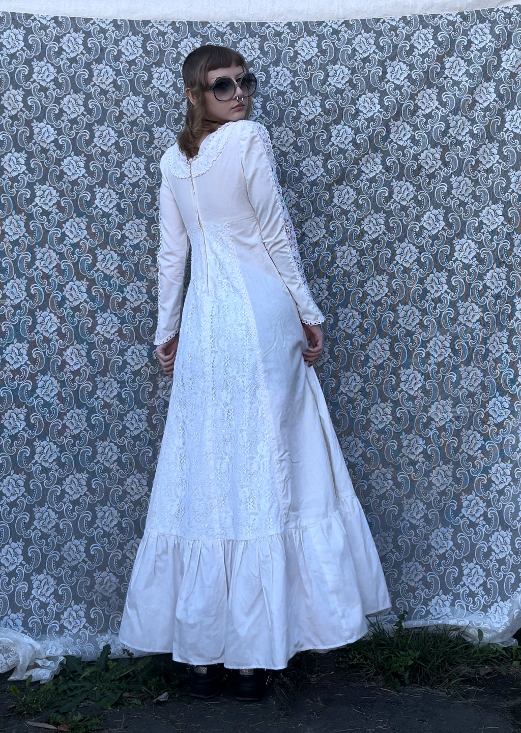 handmade white lace detail prairie dress