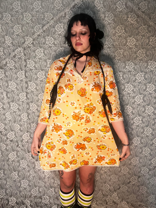 vintage orange floral nightie