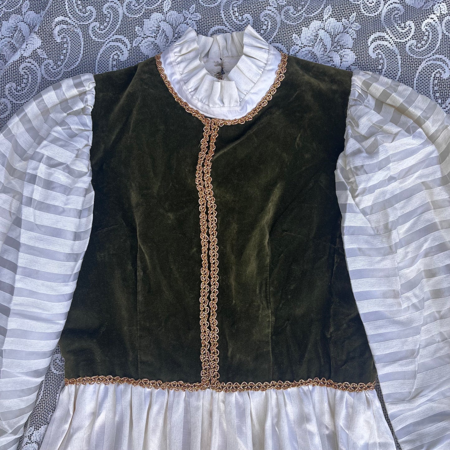 1960s renaissance style velvet bodice dress