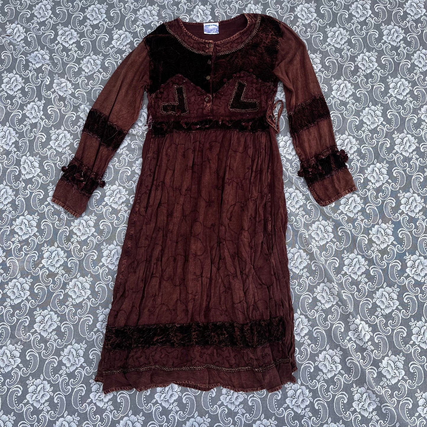 brown tassel n velvet dress