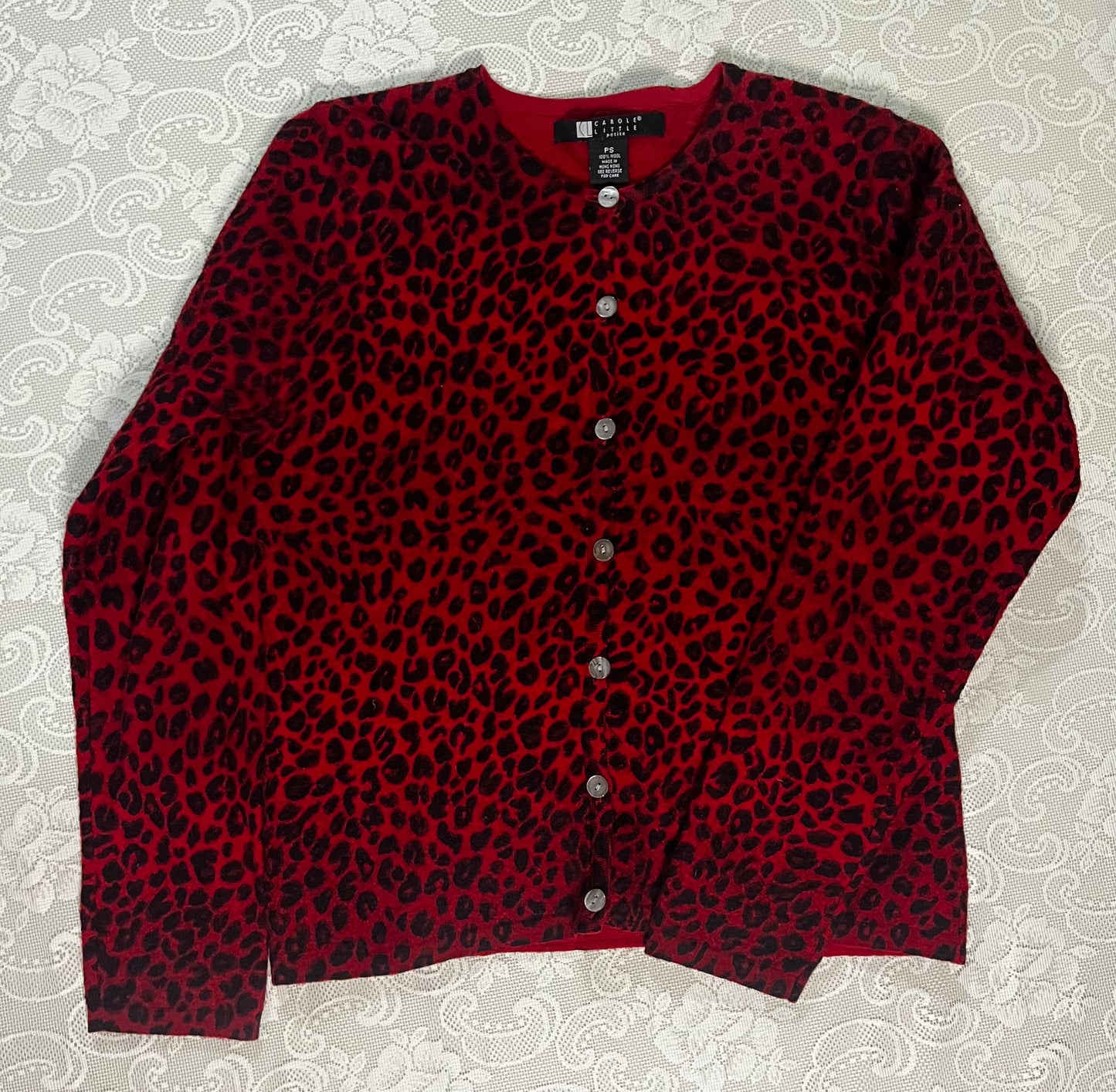 wool leopard print cardigan