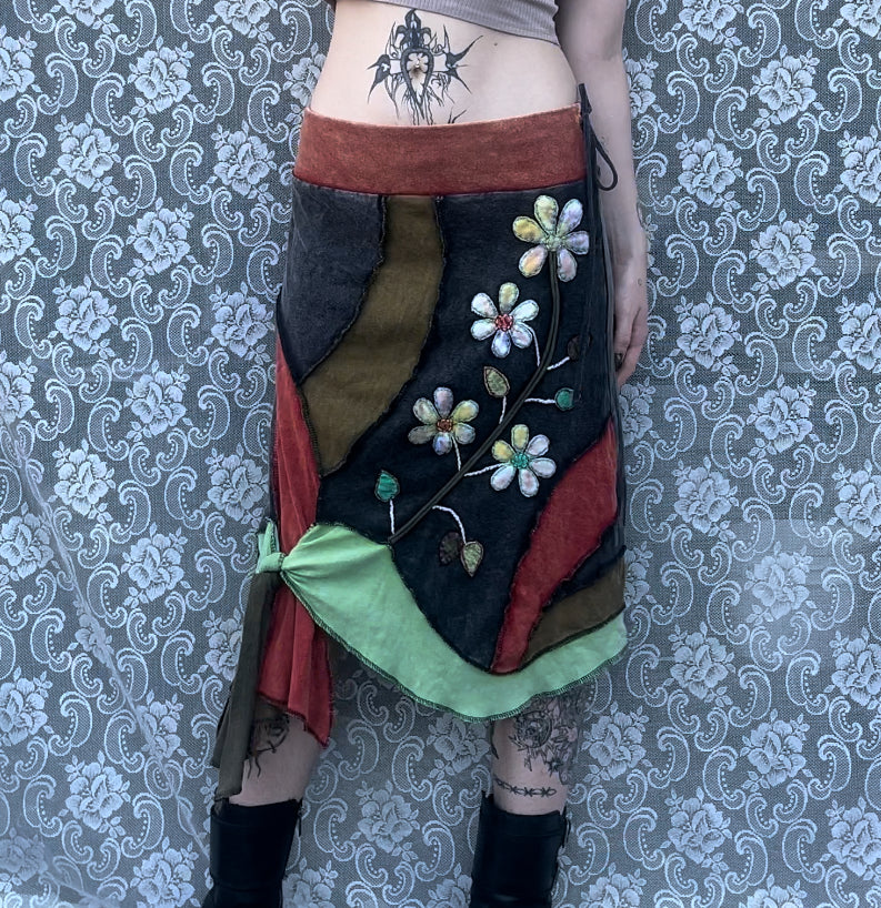 flower stitch hippie skirt