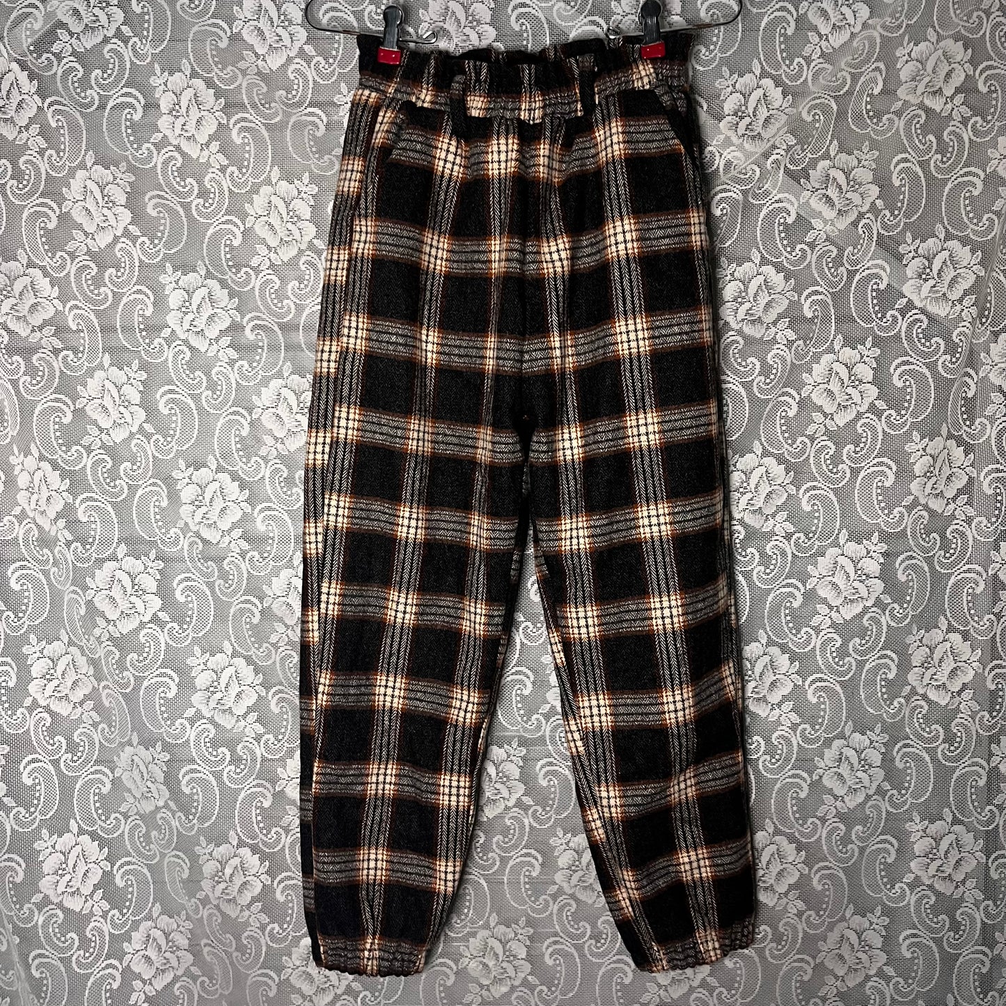 fleece lined grey/yellow plaid pants