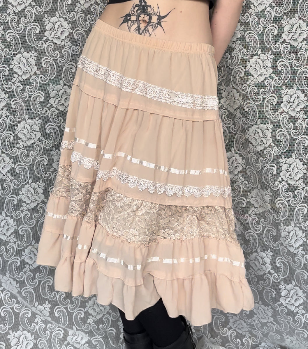 cream polyester lace skirt