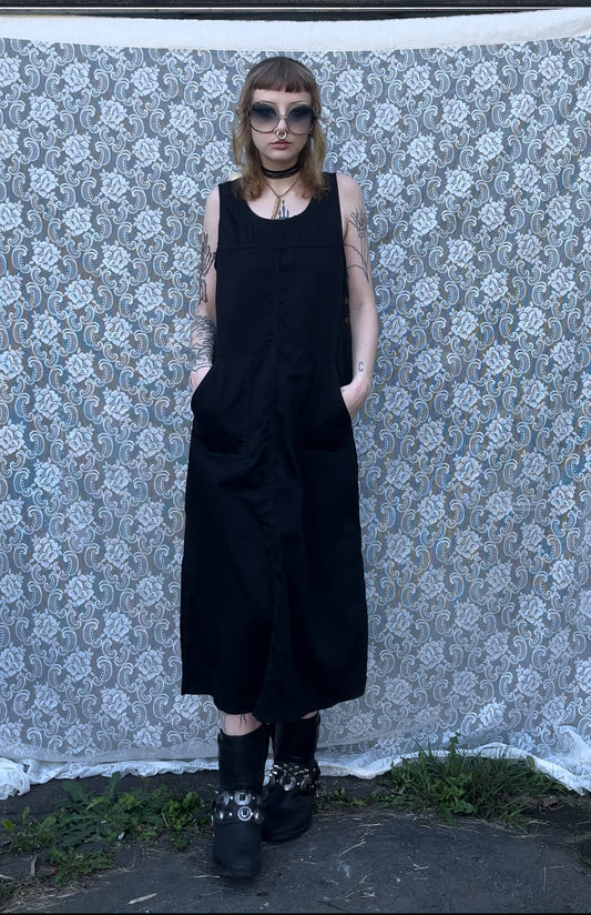 90s cotton black maxi dress