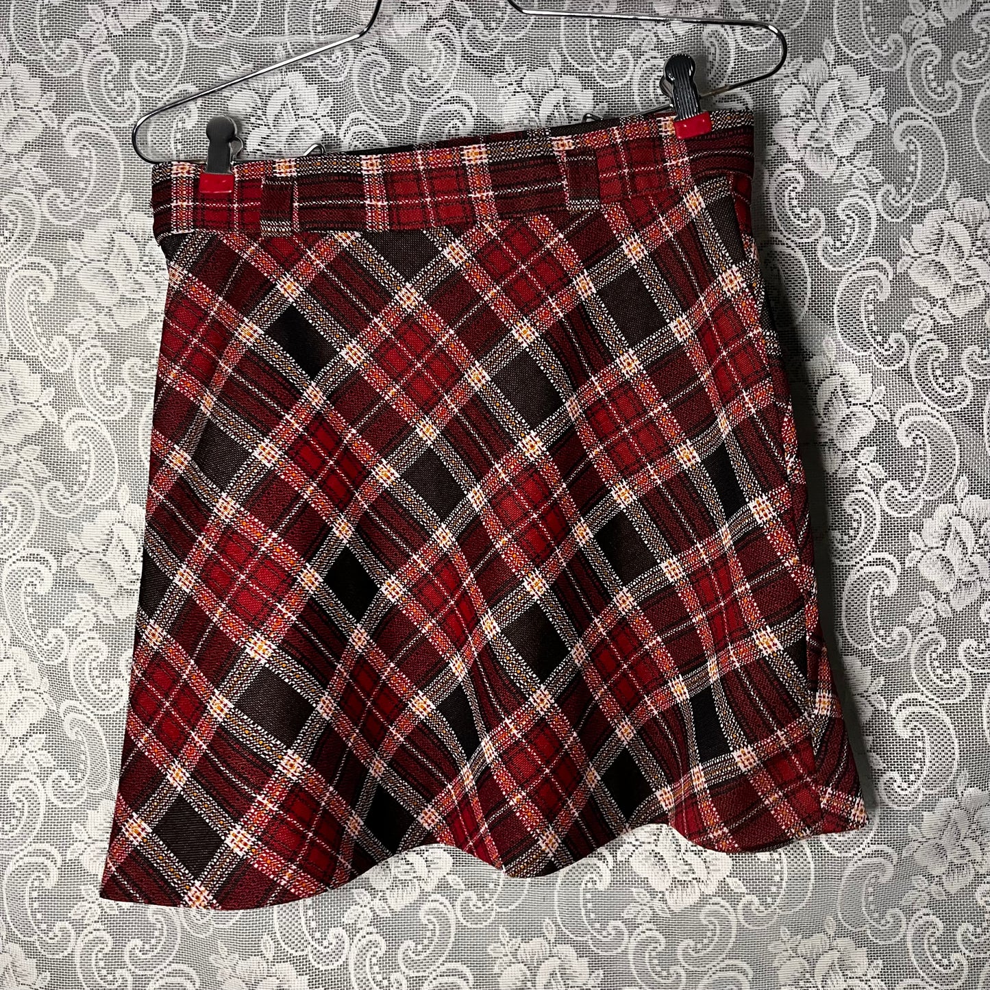 vintage red plaid mini skirt