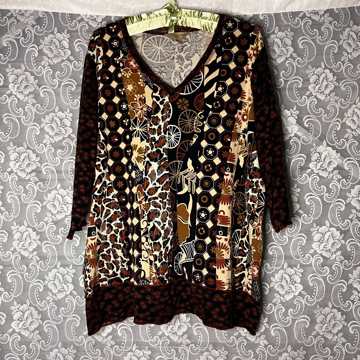 animal print patchwork top