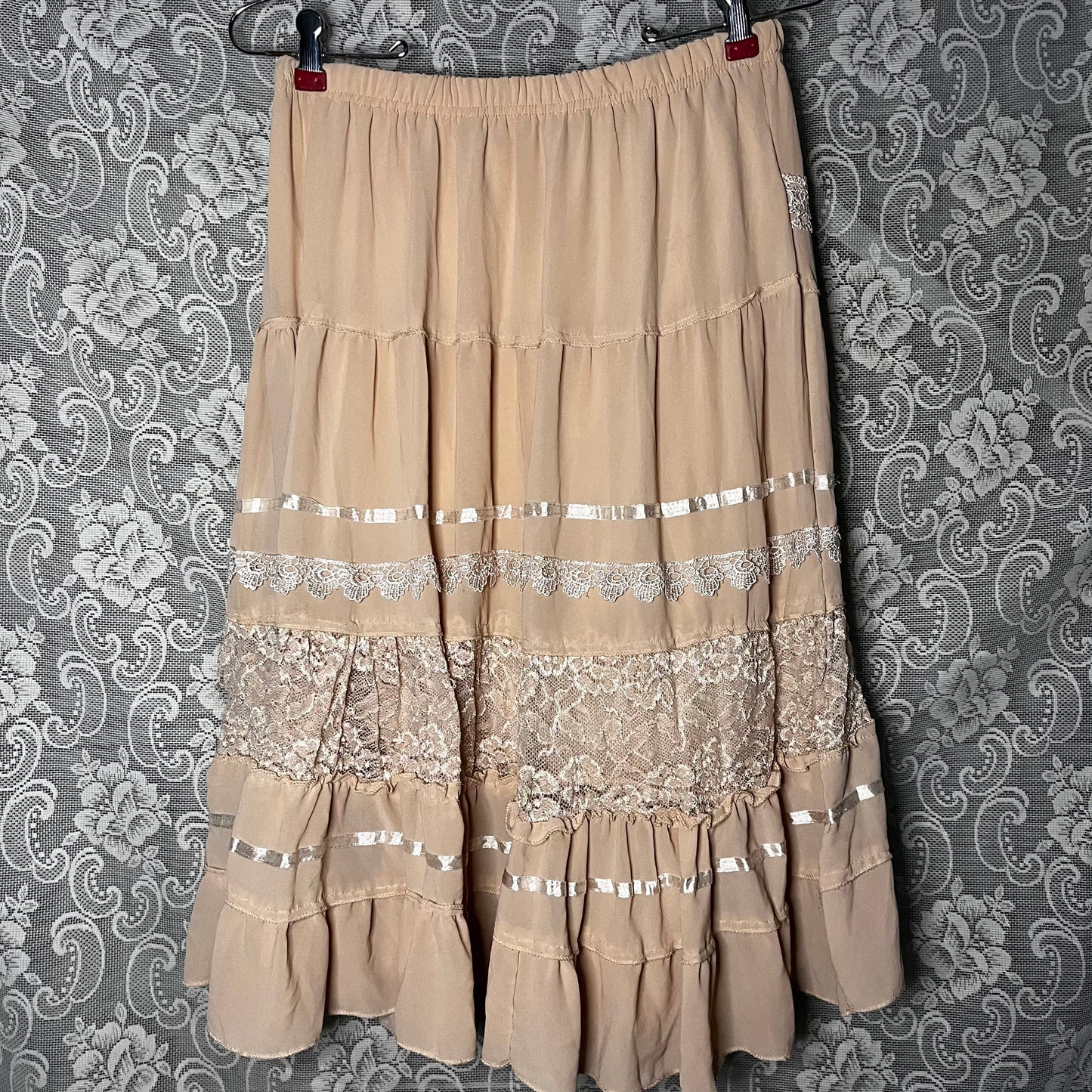 cream polyester lace skirt