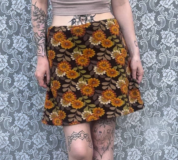 vintage handmade orange felt floral skirt