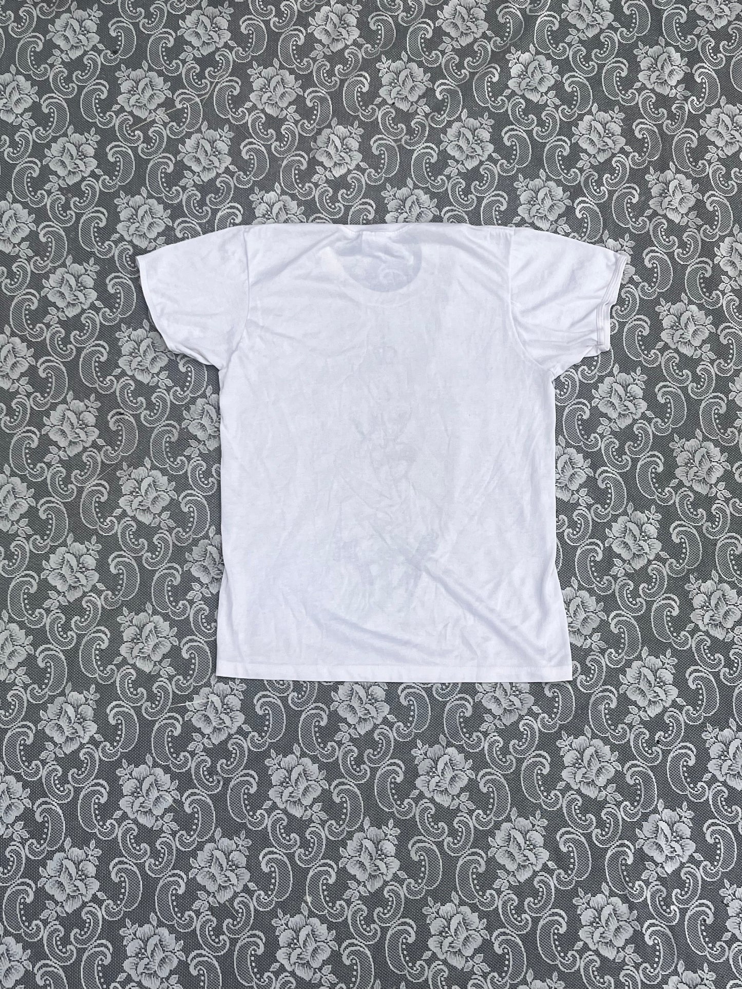 screenprinted sacred heart on white single stitch vintage tee