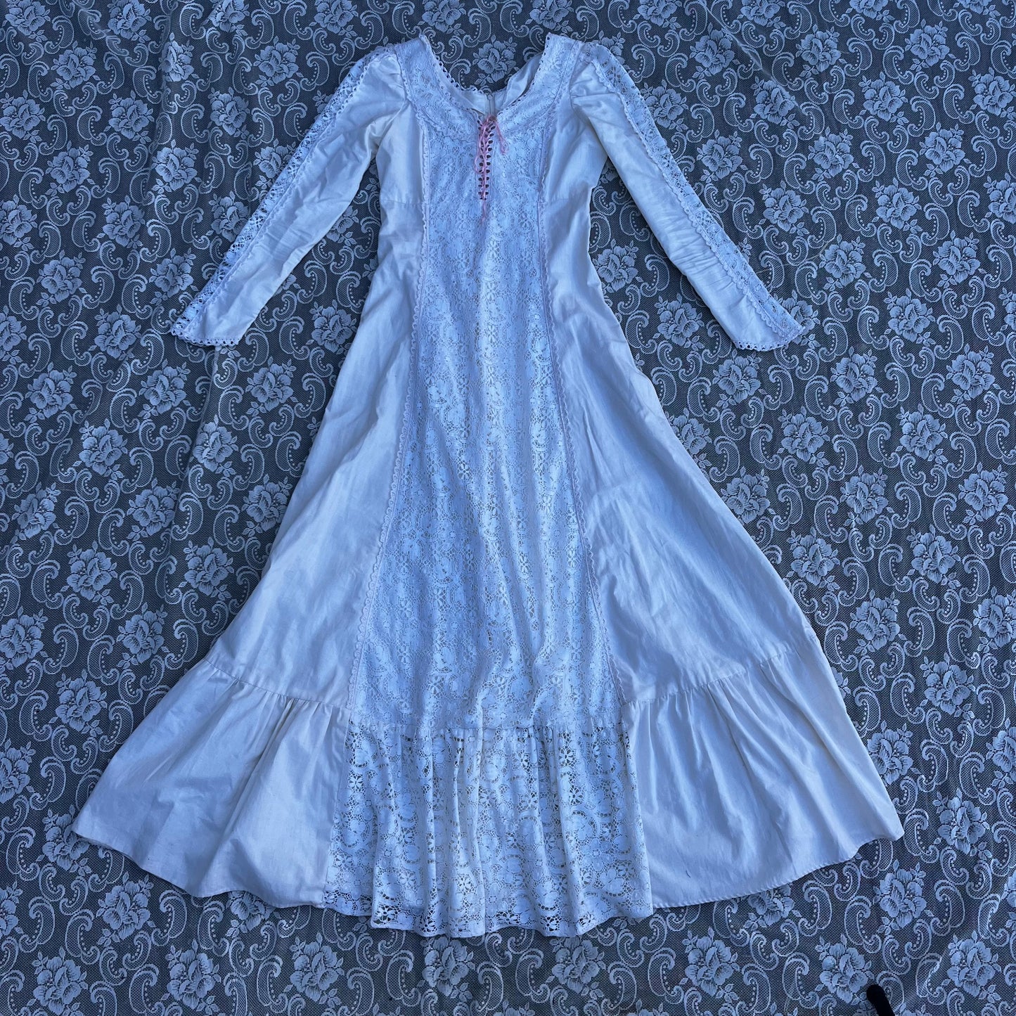 handmade white lace detail prairie dress