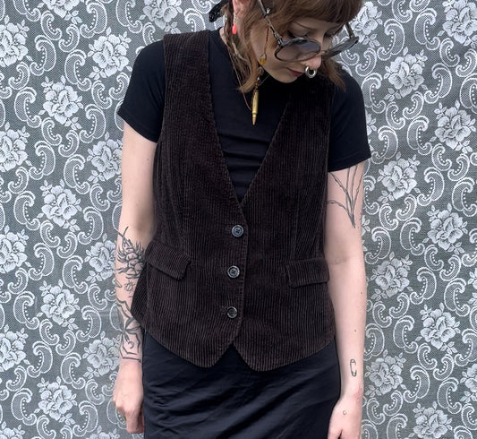 as-is brown corduroy/velvet vest