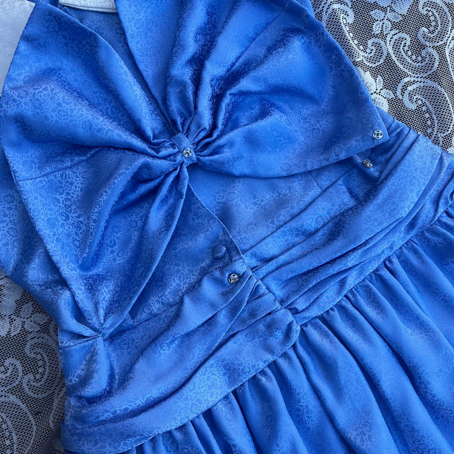 80s puff sleeve collared formal dress