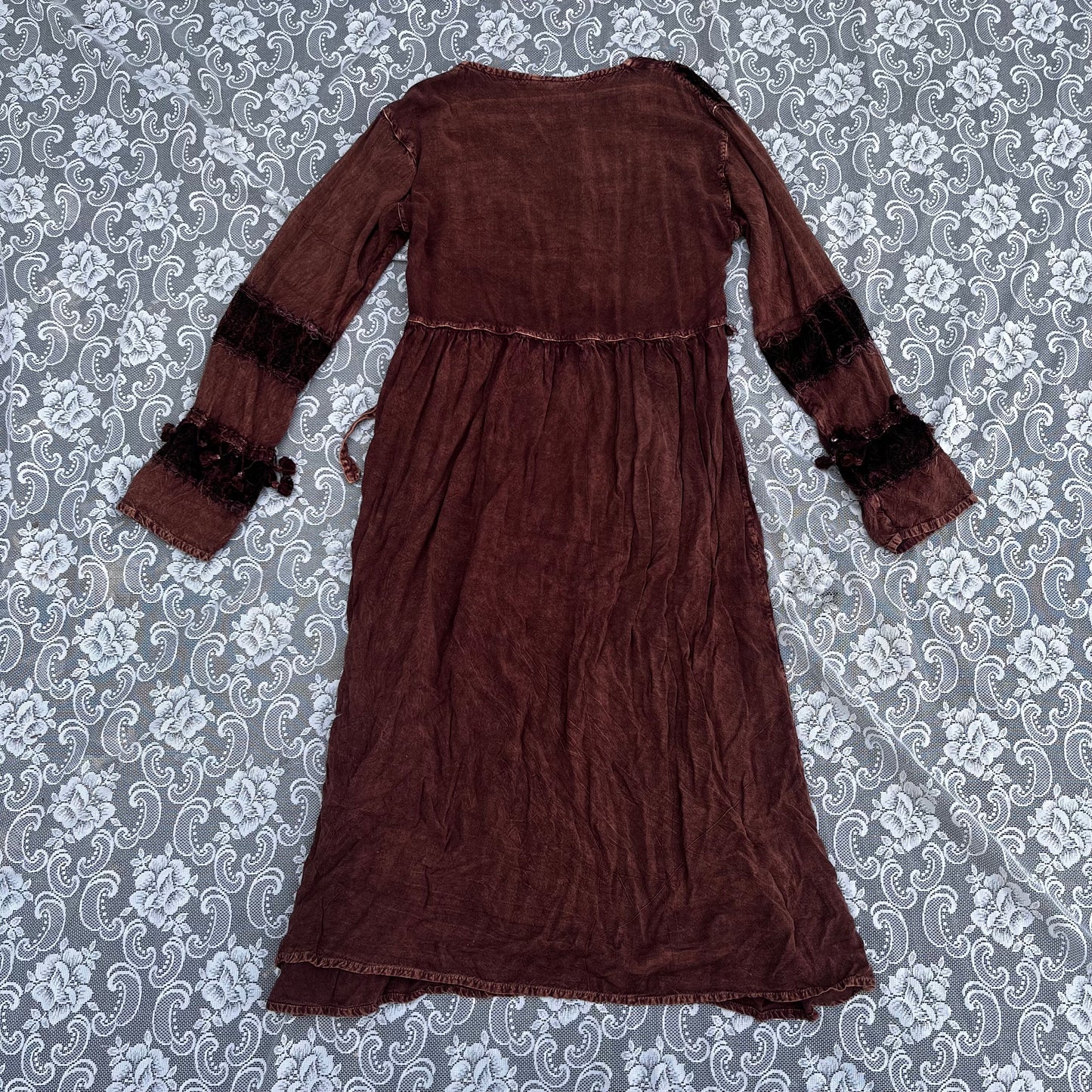 brown tassel n velvet dress