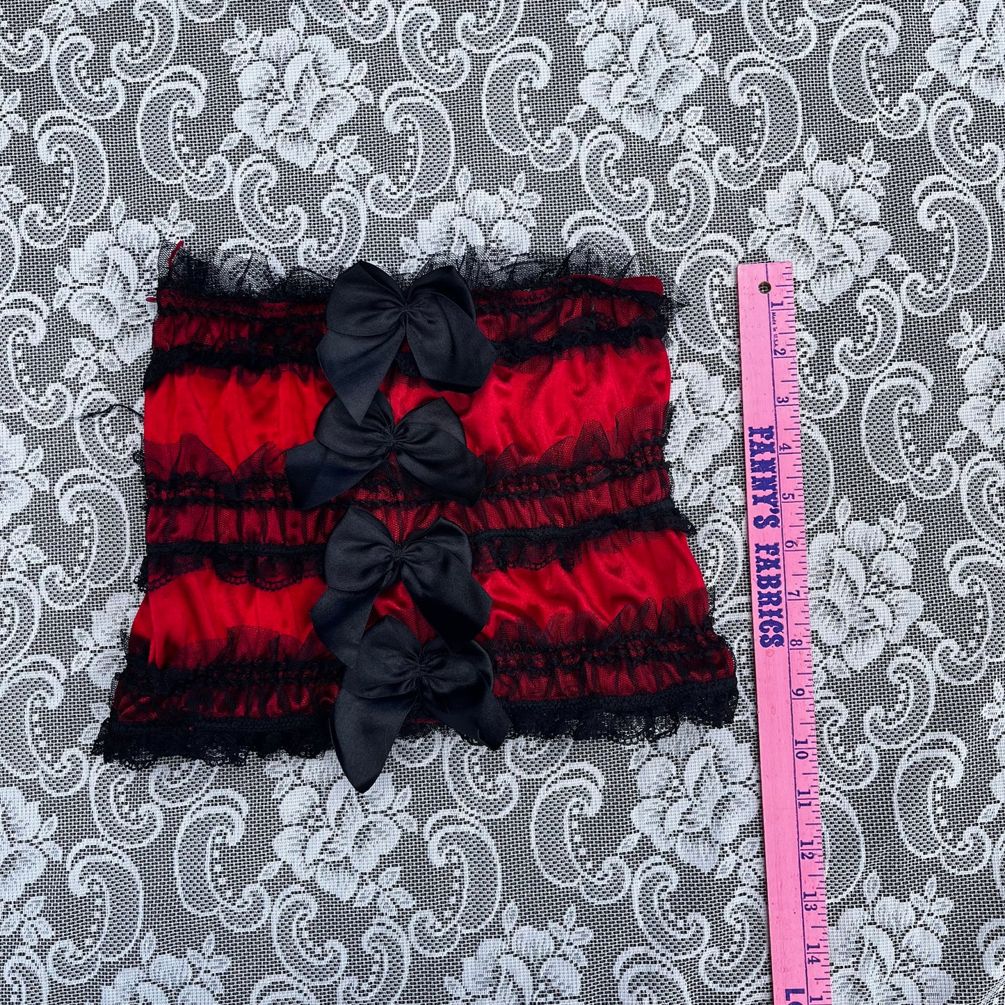 black n red ruffle tube top