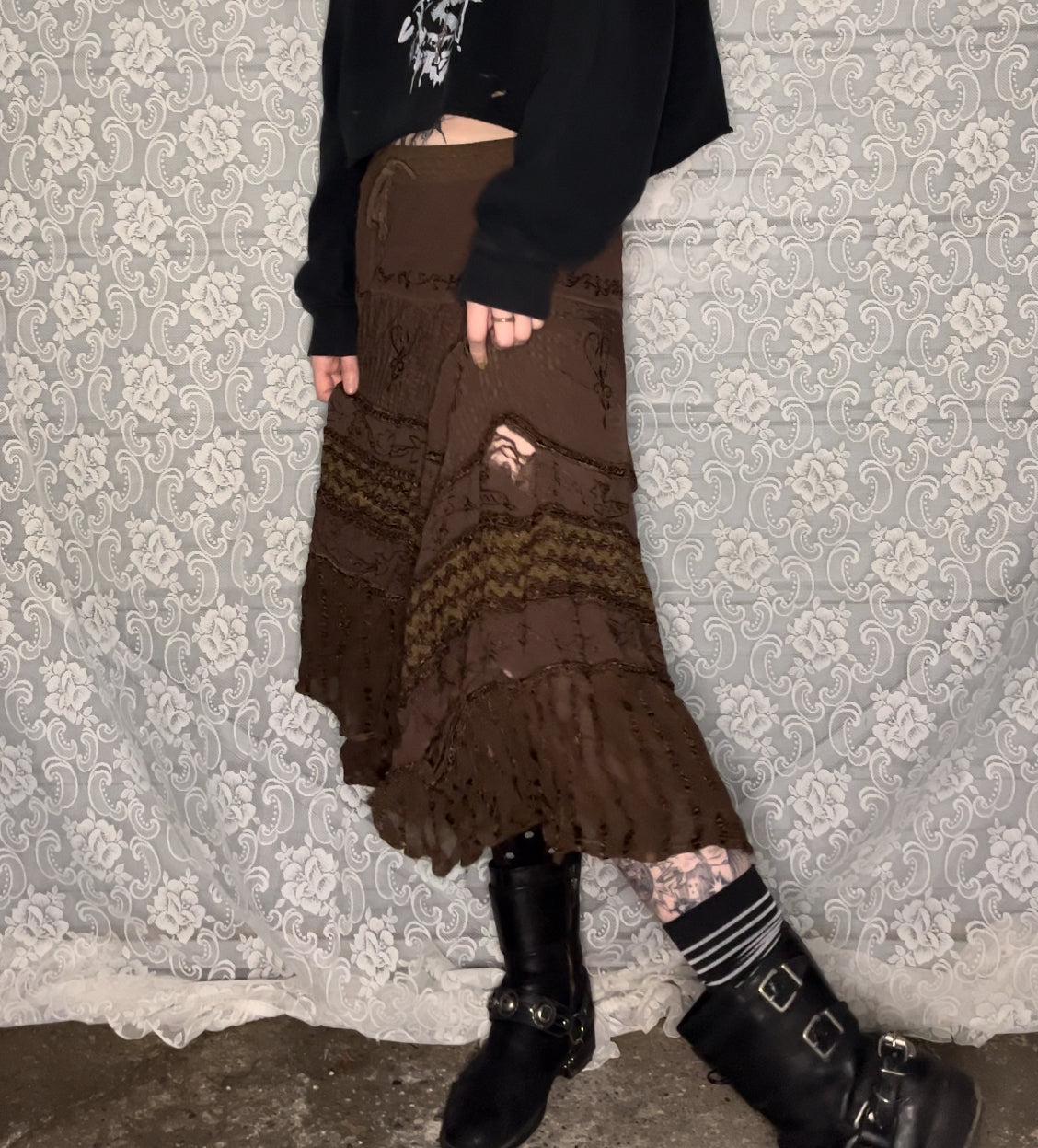 AS-IS brown hippie skirt