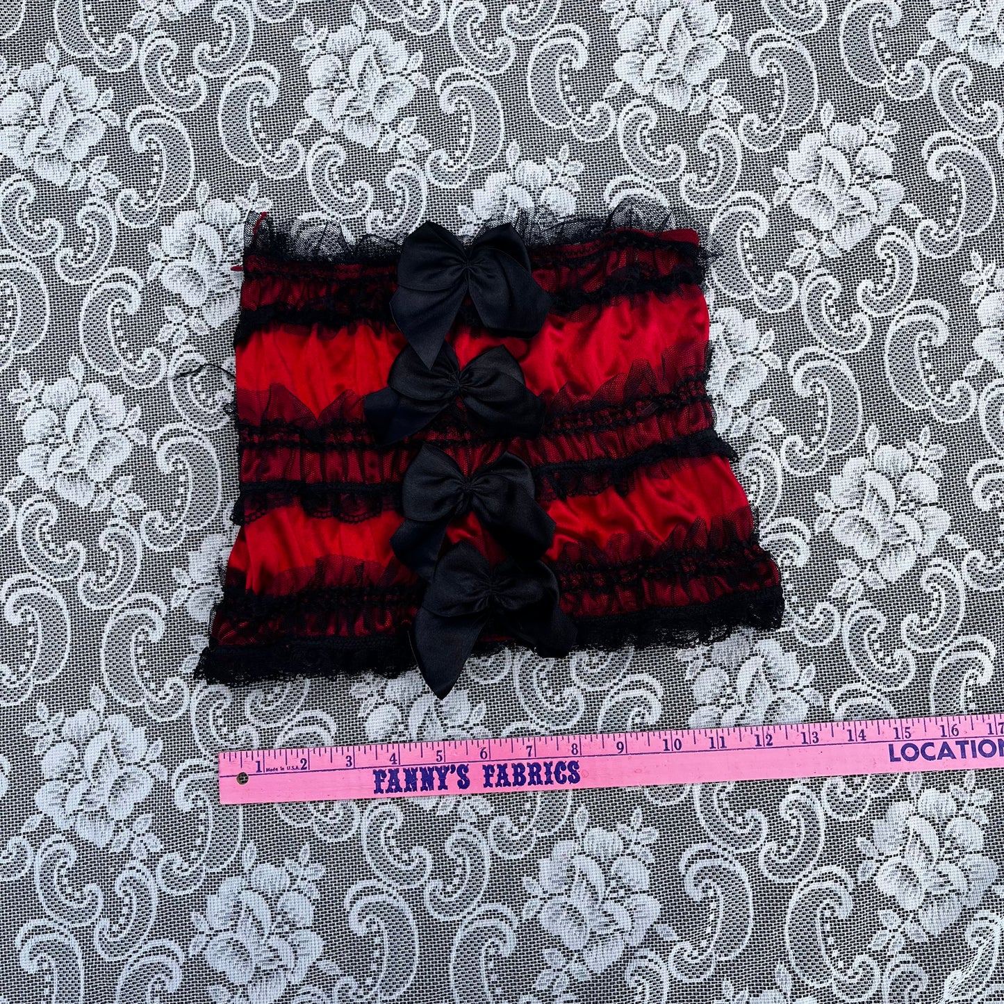 black n red ruffle tube top