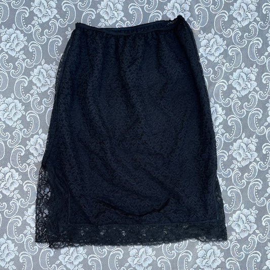 sheer black lace slip skirt